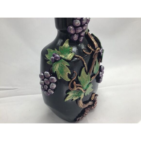 Bottle Art Decorated Decanter Clay Grapevine Vineyard Wine Theme Hand Painted - Picture 7 of 8